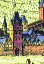 Marktturm - Ausschnitt aus der historischen Stadtansicht (Matthaeus Merian - Topographia Germanie um 1646) 