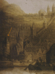 Brückentor - auf dem Gemälde von Jacobus Storck (linker Bildrand) - siehe Pfeil